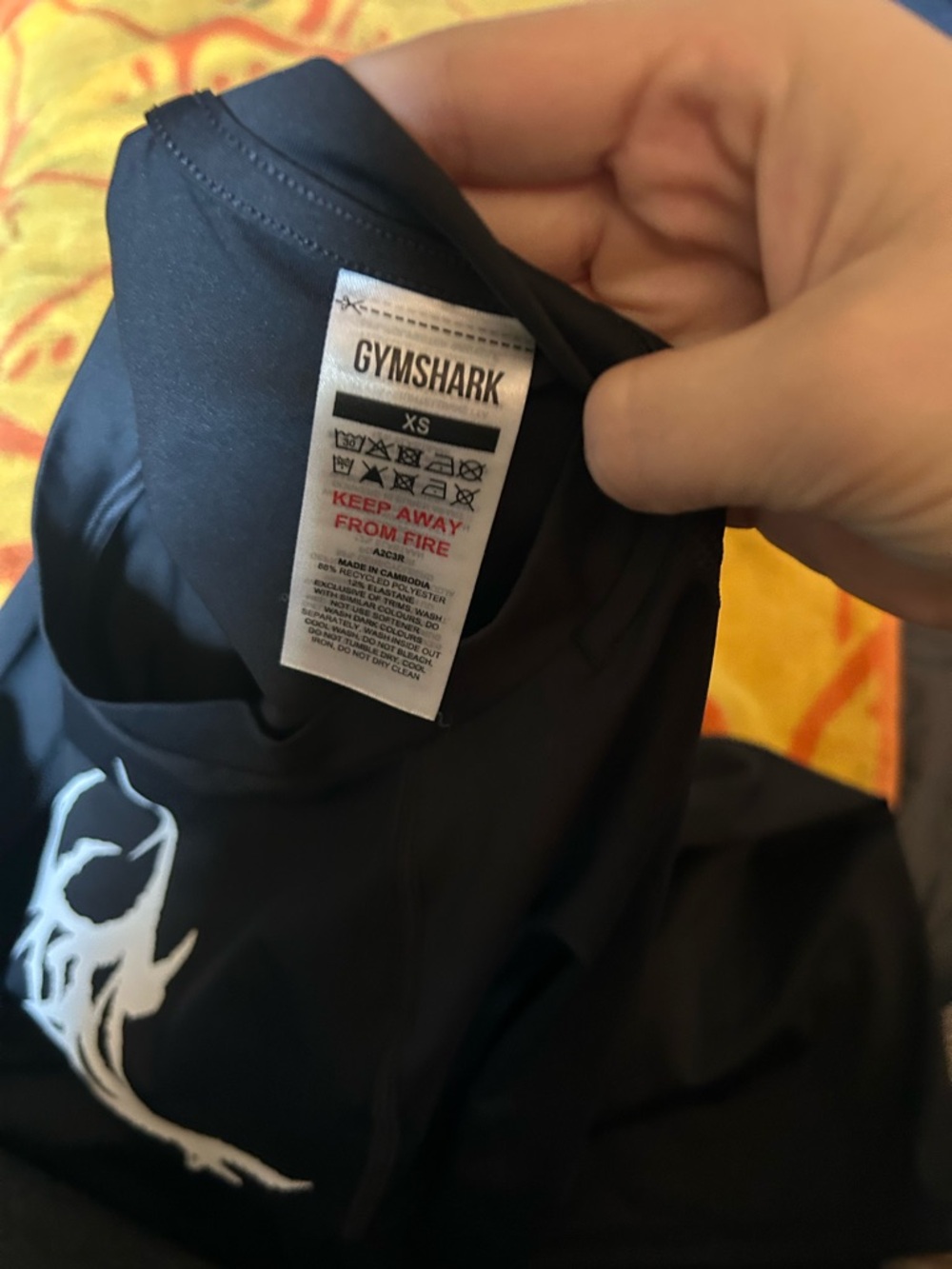 Gymshark Black Short-Sleeve Athletic Shirt with White Graphic Back - Picture 3 of 3